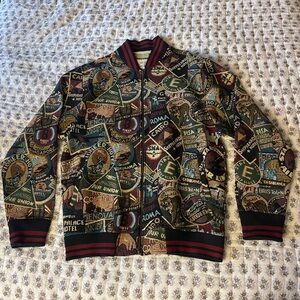 Men's Vintage-Inspired Multicolor Bomber Jacket